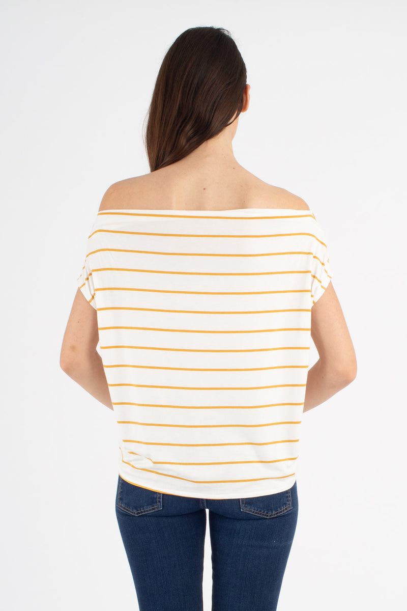 Brooke Top (Ivory/Mustard Stripe) - M