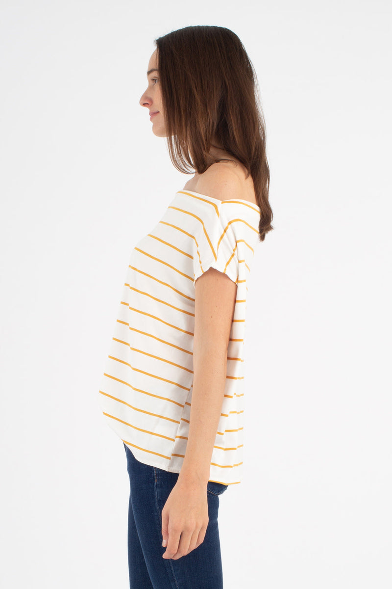 Brooke Top (Ivory/Mustard Stripe) - M