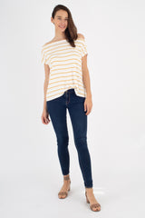 Brooke Top (Ivory/Mustard Stripe) - M
