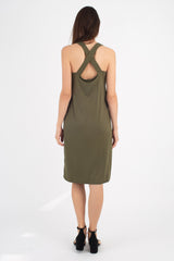 Milly Cross Back Dress (Olive) - XS
