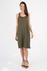 Milly Cross Back Dress (Olive) - XS