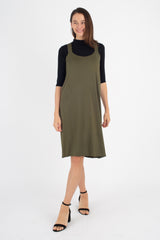Milly Cross Back Dress (Olive) - XS