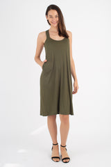 Milly Cross Back Dress (Olive) - XS