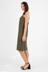Milly Cross Back Dress (Olive) - XS