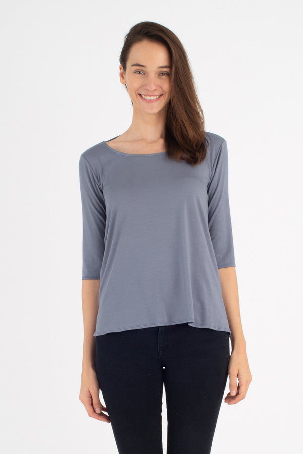 Sophie Cowl-Back Top (Vintage Blue) - M
