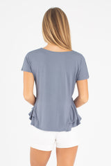 Jojo Peplum Top (Vintage Blue) - S