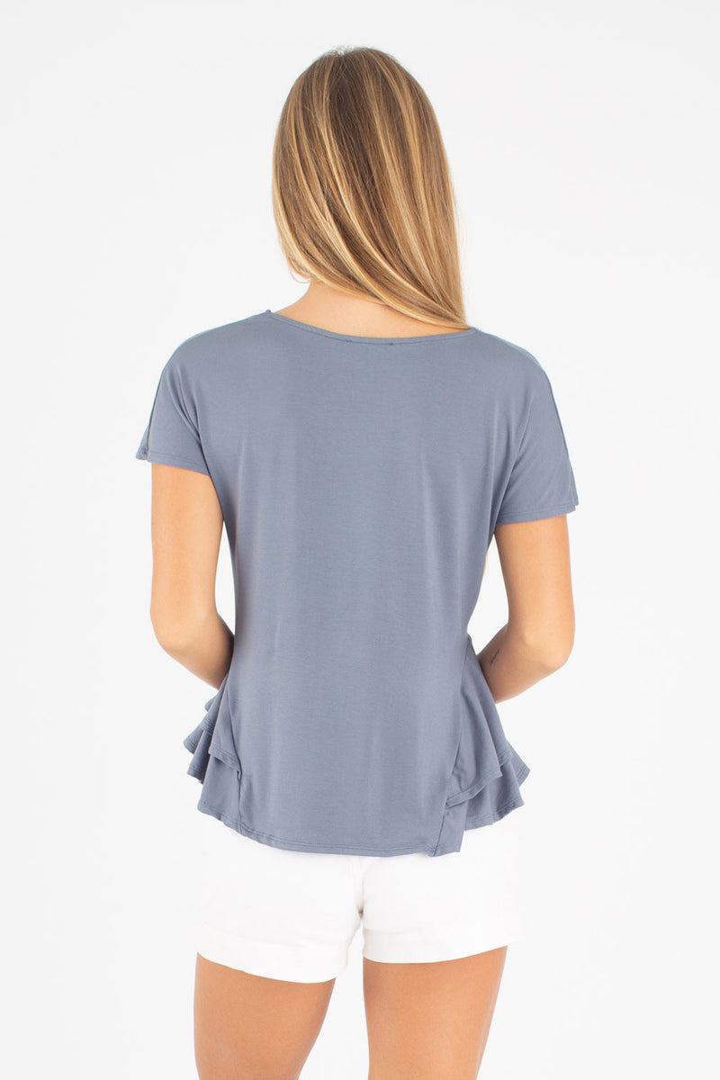 Jojo Peplum Top (Vintage Blue) - S
