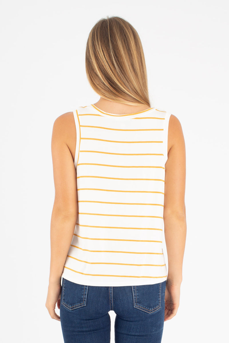 Nikki Tank Top (Ivory/Mustard Stripe) - M