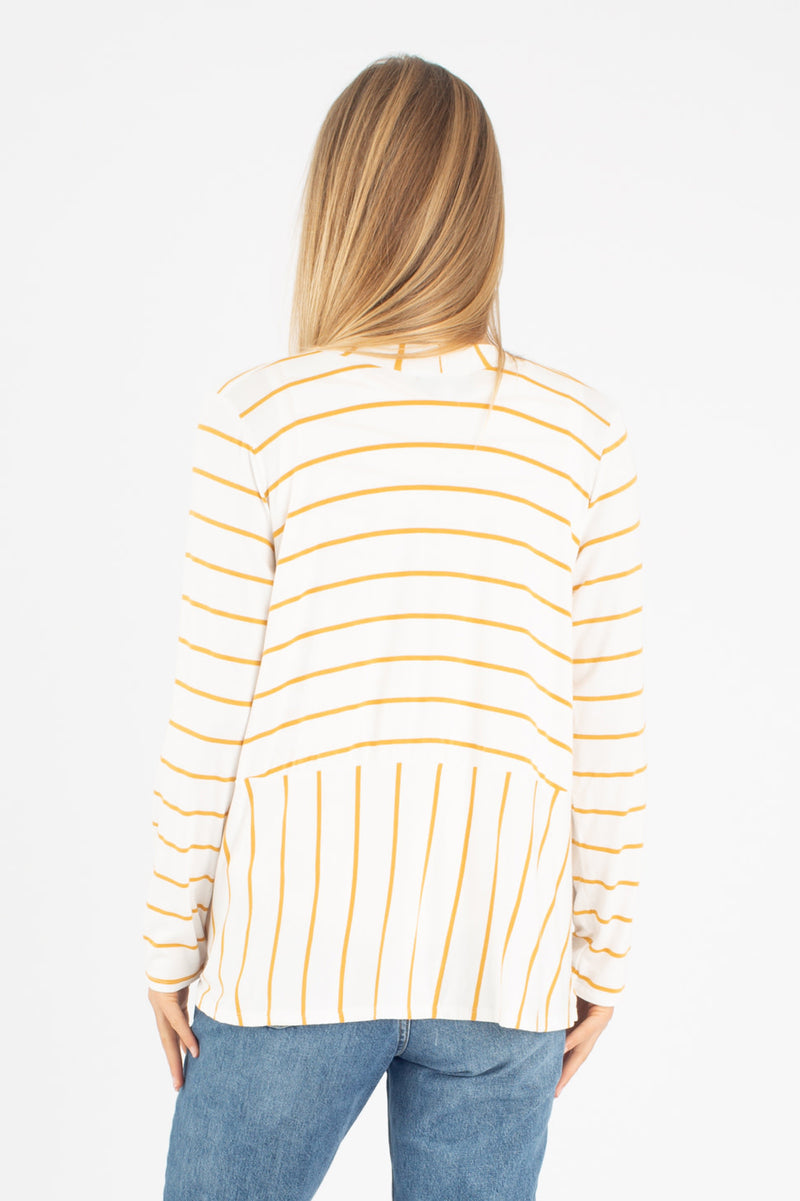 Sandy Cardigan (Ivory/Mustard Stripe) - XS