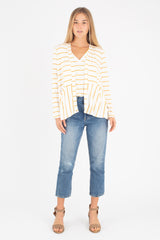 Sandy Cardigan (Ivory/Mustard Stripe) - XS