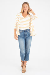 Sandy Cardigan (Ivory/Mustard Stripe) - XS