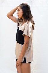 Austin Colorblock Tee (Cocoa/Black) - XS/S