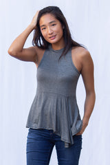 Charlotte Asymmetrical Top (Charcoal) - L