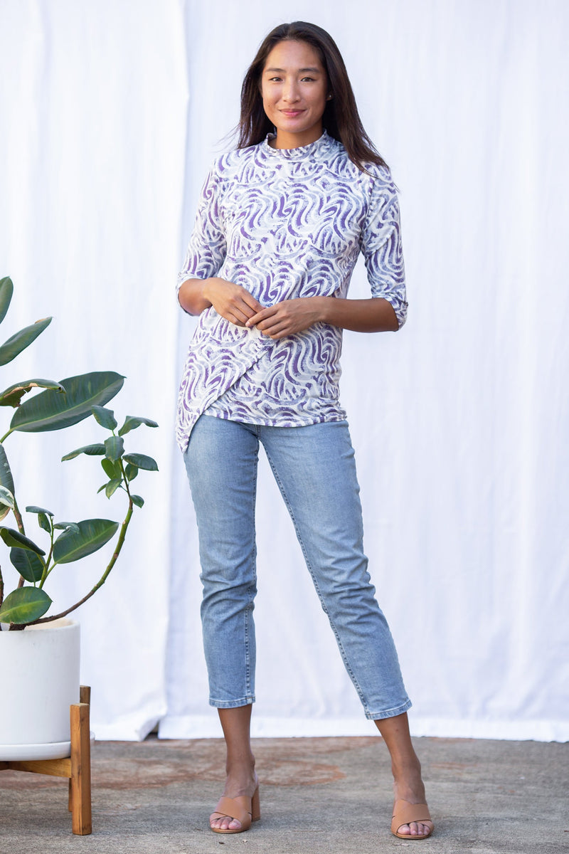 Gwen High Neck Top (Wandering Lavender) - S