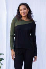 Irene Colorblock L/S (Black/Olive) - S
