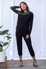 Irene Colorblock L/S (Black/Olive) - S