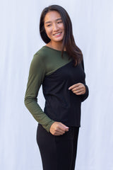Irene Colorblock L/S (Black/Olive) - S