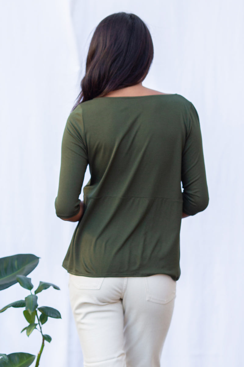 Meg Boatneck Top (Olive) - XS