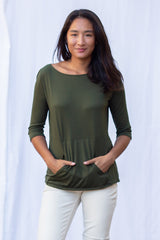 Meg Boatneck Top (Olive) - XS