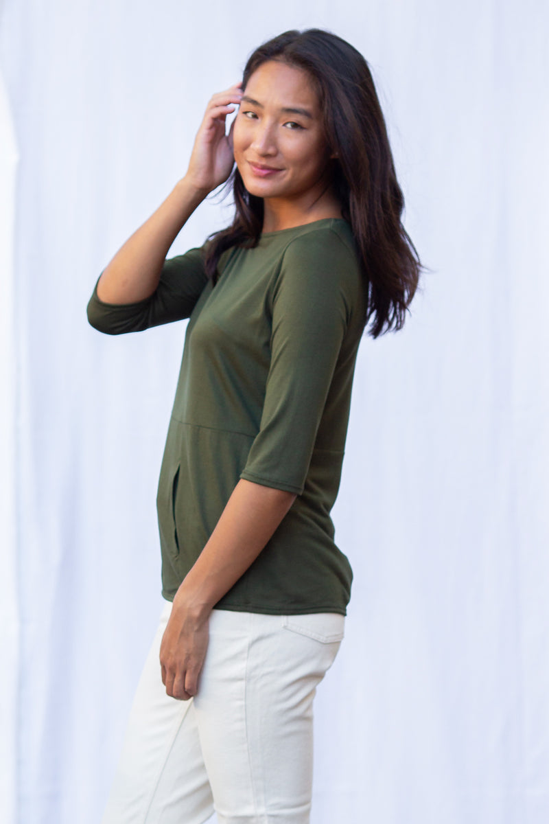 Meg Boatneck Top (Olive) - XS