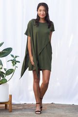 Sienna Asym Dress (Olive) - XS