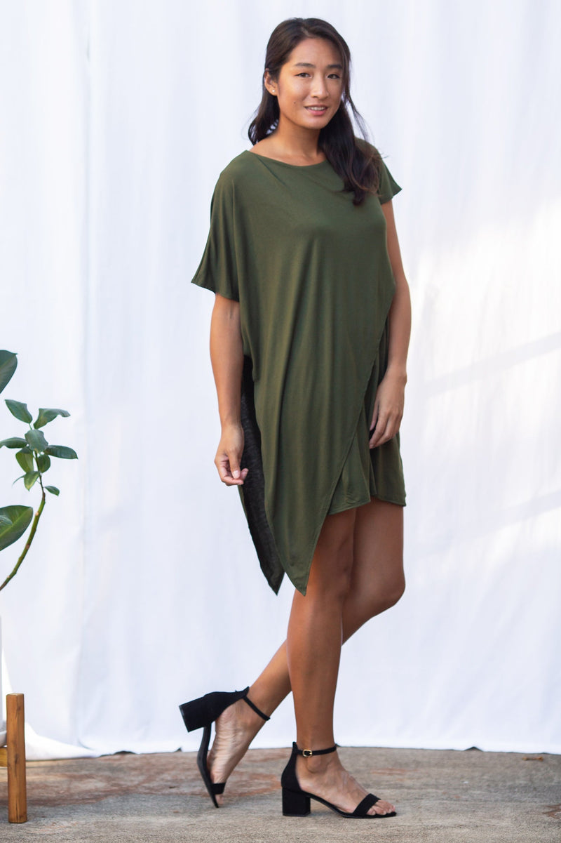 Sienna Asym Dress (Olive) - XS