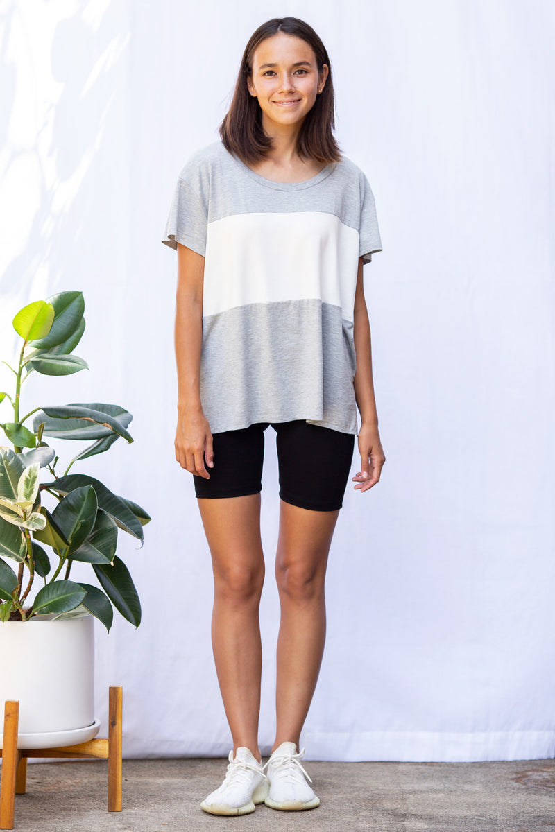 Austin Colorblock Tee (Heather Grey/Ivory) - XS/S
