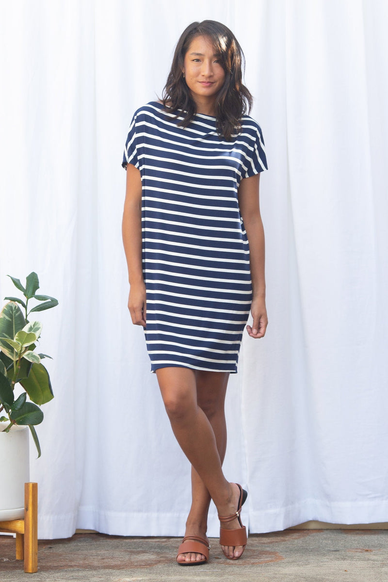 Brooke Dress (Navy Stripe) - S