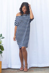 Brooke Dress (Navy Stripe) - S