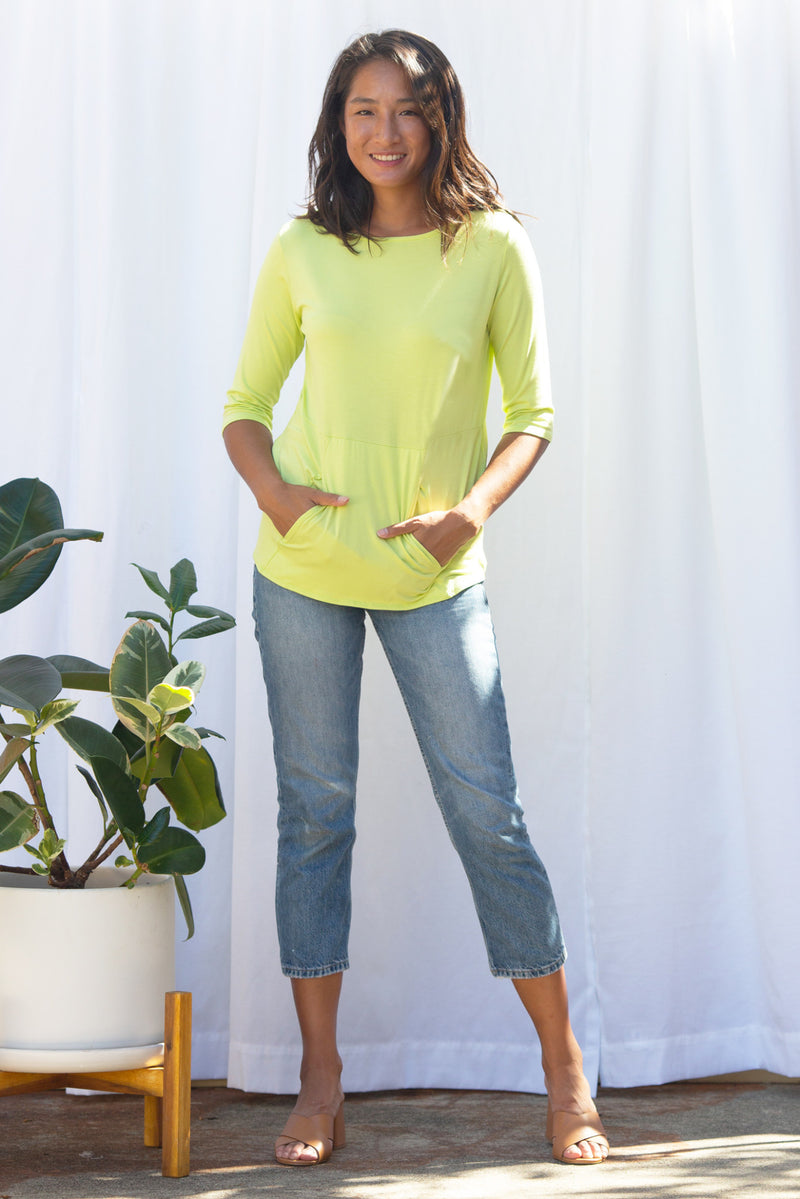 Meg Boatneck Top (Chartreuse) - M