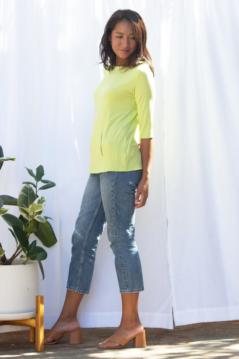 Meg Boatneck Top (Chartreuse) - M