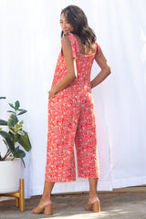 Paisley Jumpsuit (Wildflower Red) - XS