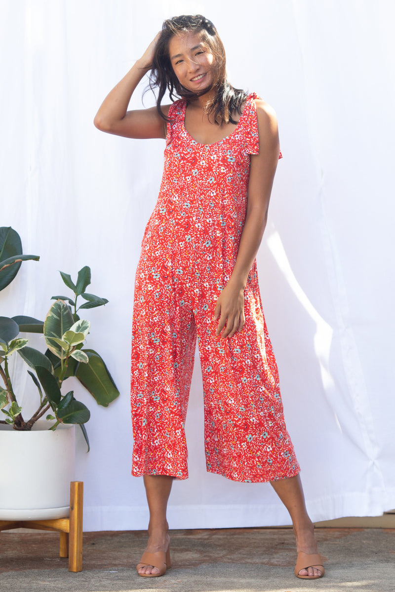 Paisley Jumpsuit (Wildflower Red) - XS