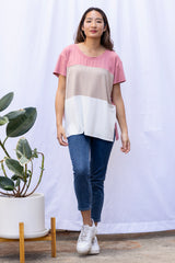 Austin Colorblock Tee (Tri-Colored Desert Rose) - XS/S