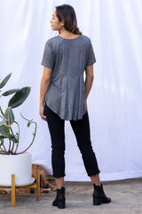 Mara Pleated Top (Charcoal) - L