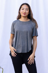 Mara Pleated Top (Charcoal) - L