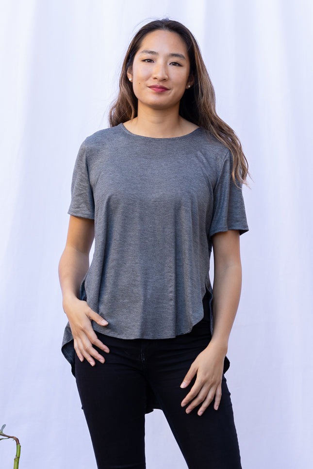 Mara Pleated Top (Charcoal) - L