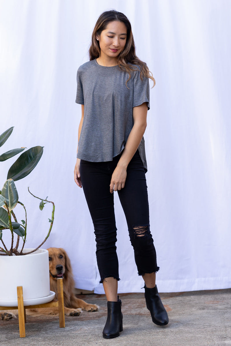 Mara Pleated Top (Charcoal) - L