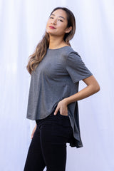 Mara Pleated Back Top (Charcoal) - XS