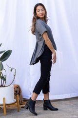 Mara Pleated Top (Charcoal) - L