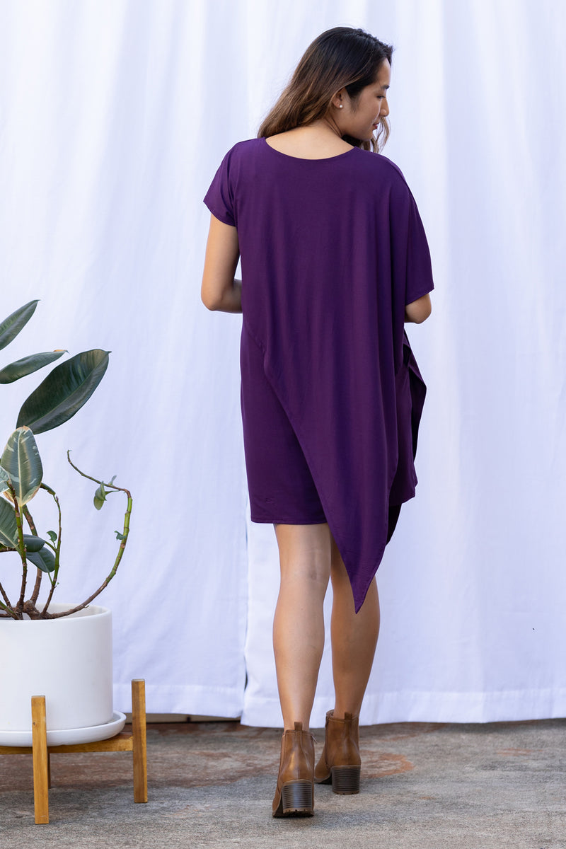 Sienna Asymmetrical Dress (Midnight Purple) - XS