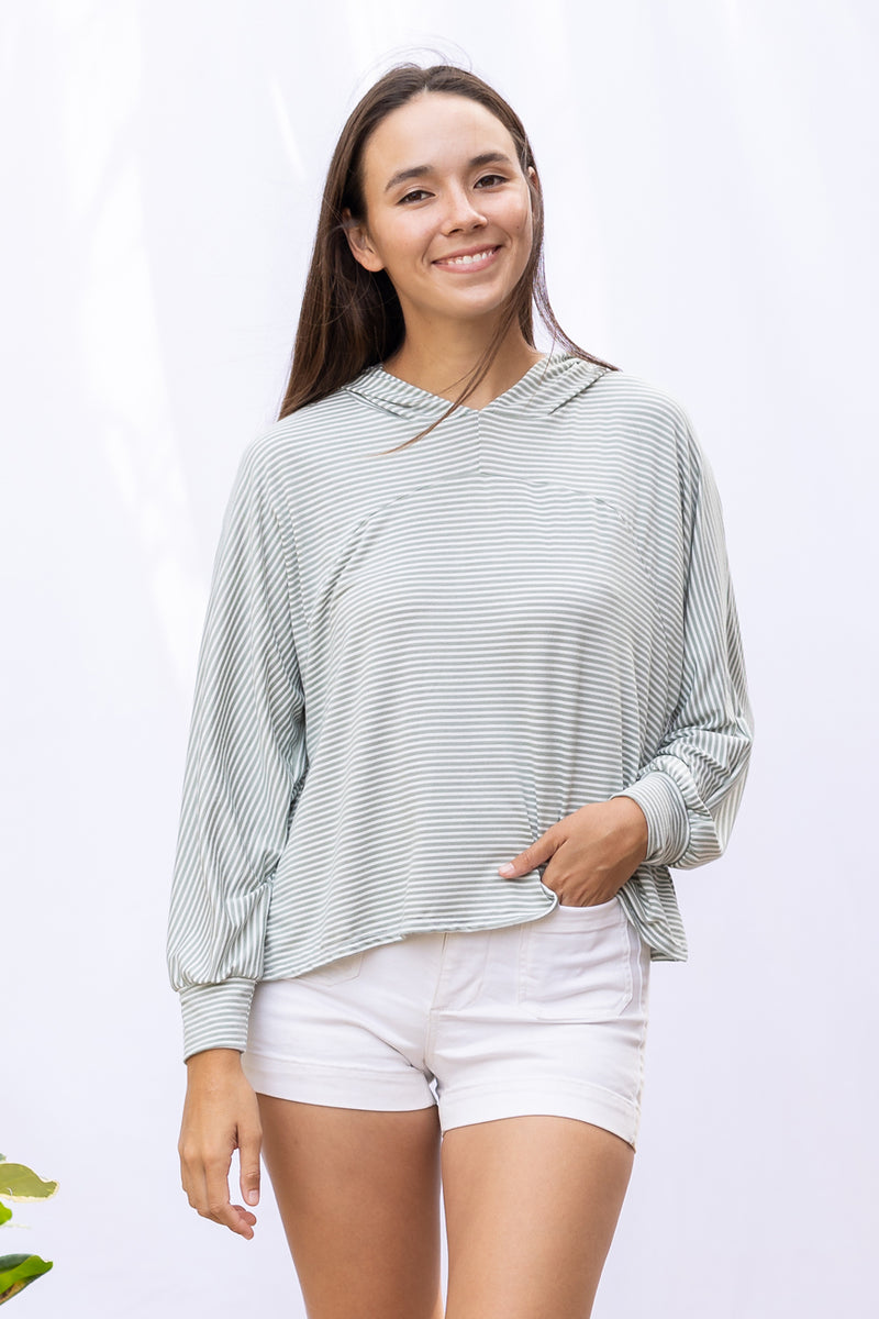 Bella Hoodie (Sage Fleece) - S