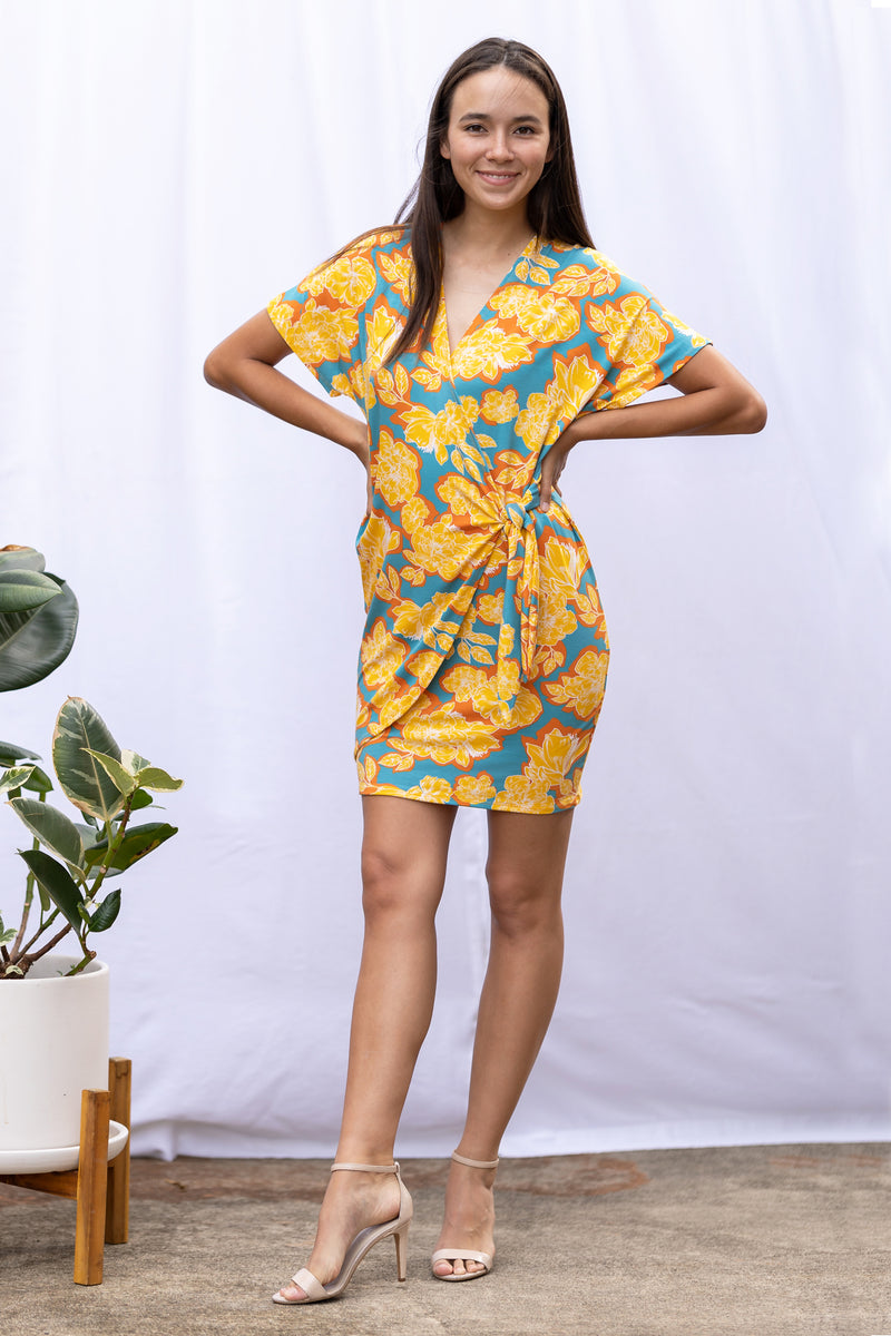 Diedre Wrap Dress (Golden Bloom) - M