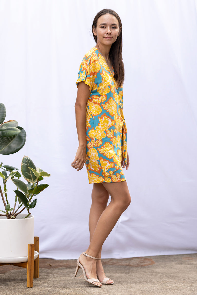 Diedre Wrap Dress (Golden Bloom) - M