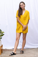 Jade Pleated Kaftan Dress (Dandelion) - L