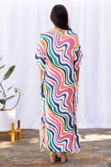 Mahina Kaftan Maxi (Retro Rainbow) XS/S