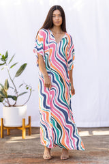 Mahina Kaftan Maxi (Retro Rainbow) XS/S