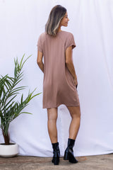 Dawn V-Neck Dress (Hazelnut)