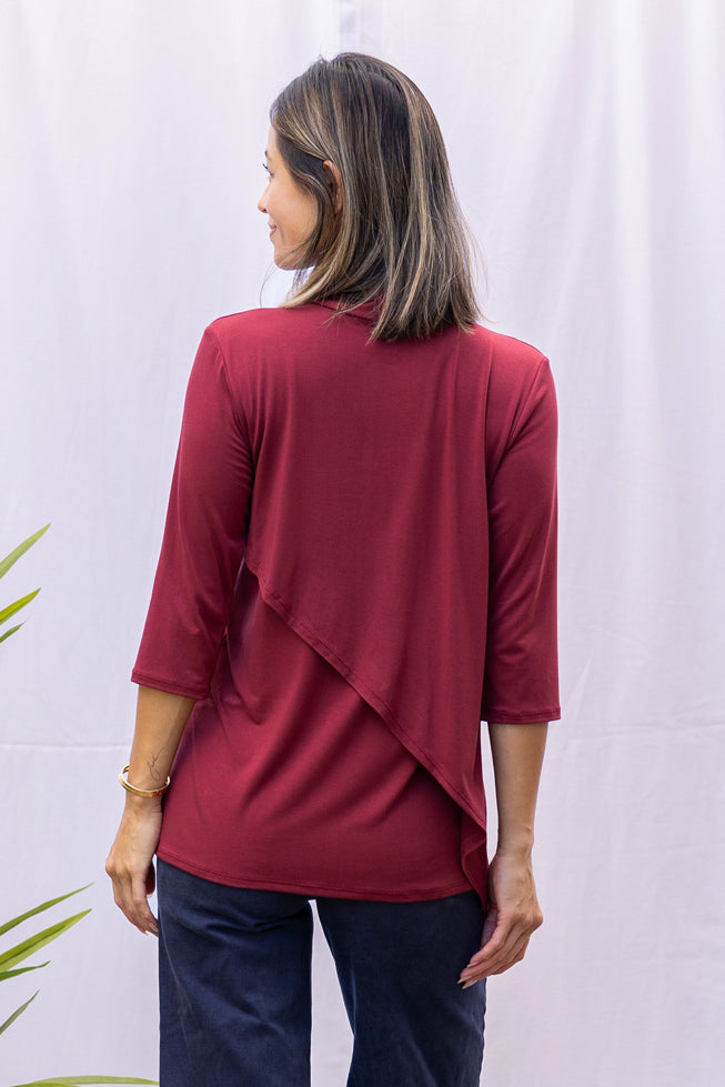 Gwen high neck top (Merlot)