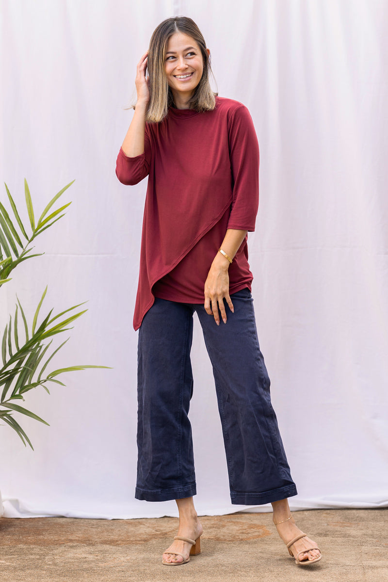 Gwen high neck top (Merlot)